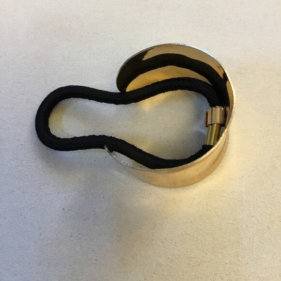 Gold Bent Open Cuff Metal Plate Accent Elastic Hair Tie - Picture 6 of 6